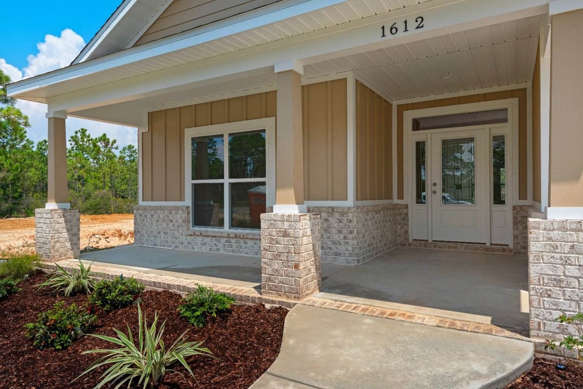 front porch detail of custom home The Poderosa by EZ Modern Homes in Pensacola FL-optimized-optimized