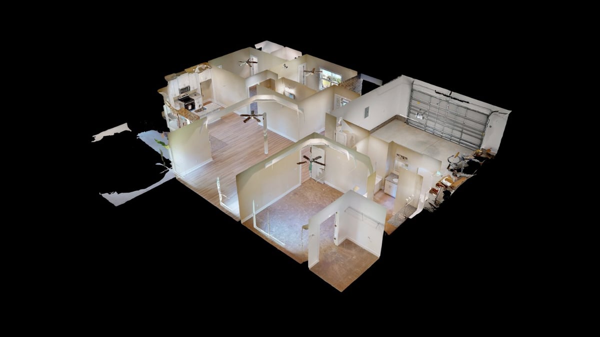 3D floor plan overview of EZ Modern Homes custom home Pensacola FL The Abilene-optimized