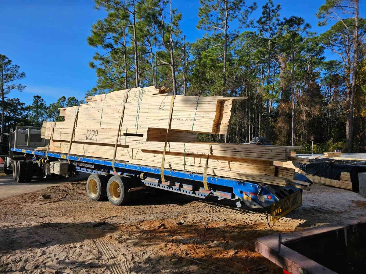 lumber delivery for custom home construction by EZ Modern Homes in Pensacola, FL The Lafon-optimized-optimized